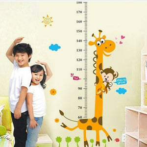 Removable Height Chart Wall Sticker Cartoon Animals Height Measure For Kids Rooms Growth Chart Nursery Room Decor Wall Art