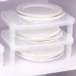 2 Layers Dish Plate Storage Organizer Transparent Antibacterial Vertical Dish Rack Creative Kitchen Rack Space-Saving Convenient