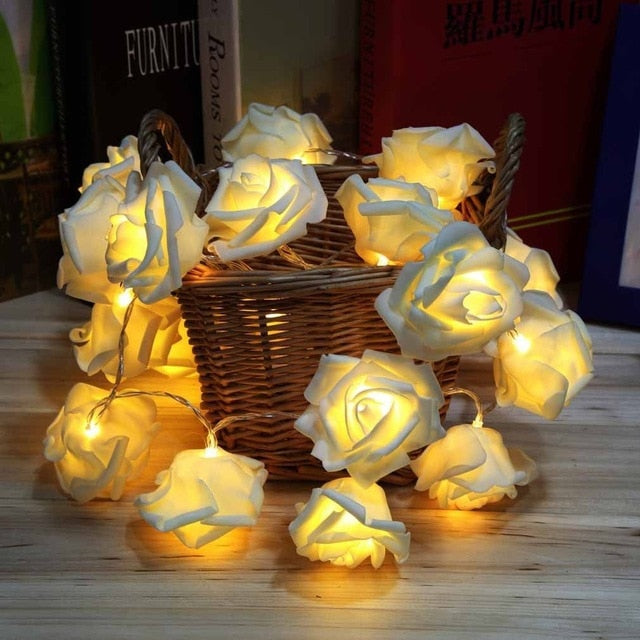 1.5M 10led Garland AA Battery LED Rose Christmas Lights Holiday String Lights Valentine Wedding Decoration Flower Bulbs LED Lamp