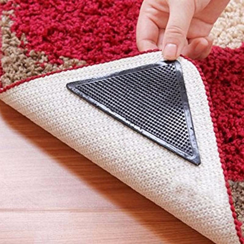 14.5*10.5cm Reusable Anti-Skid Rubber Floor Tidy Carpet Mat Tape Sticker Black Corners Pad Washable Rug Gripper Stopper Doormat