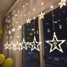 Load image into Gallery viewer, 2.5M LED lights five-pointed star curtain light star wedding birthday X-mas light indoor Warm white AC 220V Garland Party Decor