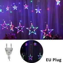 Load image into Gallery viewer, 2.5M LED lights five-pointed star curtain light star wedding birthday X-mas light indoor Warm white AC 220V Garland Party Decor