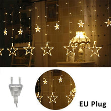 Load image into Gallery viewer, 2.5M LED lights five-pointed star curtain light star wedding birthday X-mas light indoor Warm white AC 220V Garland Party Decor