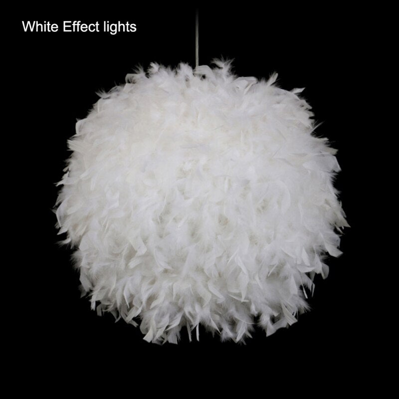 Unique Pendant White Feather Lamp Romantic Dreamlike Feather Droplight Bedroom Living Room Parlor Hanging Lamp