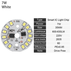 2019 Hot Sale DIY LED Bulb Lamp SMD 15W 12W 9W 7W 5W 3W Light Chip AC220V Input Smart IC LED Bean For Bulb Light White Dropship