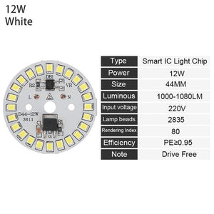 2019 Hot Sale DIY LED Bulb Lamp SMD 15W 12W 9W 7W 5W 3W Light Chip AC220V Input Smart IC LED Bean For Bulb Light White Dropship