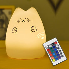 Load image into Gallery viewer, Lampe enfant chambre chevet Night Light for Kids Baby Cute Cat Change Color in Water Toys Led Cat Silicon Lamp Cat Lamp Holiday