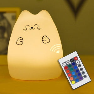 Lampe enfant chambre chevet Night Light for Kids Baby Cute Cat Change Color in Water Toys Led Cat Silicon Lamp Cat Lamp Holiday