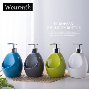 Wourmth  Ceramic soap dispenser bath room lotion bottle colored glaze ceramic container Emulsion bottle Shower bottle Press