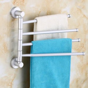 Hot Rotation Towel Rack Aluminium Wall Mounted Bathroom Towel Rail Rack Bath Room Towel Bar Tower Holder Hanger (4 Arms)