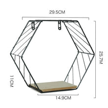 Load image into Gallery viewer, Nordic Style Iron Hexagonal Grid Wall Shelf Combination Wall Hanging Geometric Figure for Wall Decoration Living Room Bedroom