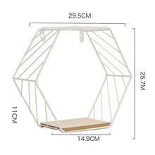 Load image into Gallery viewer, Nordic Style Iron Hexagonal Grid Wall Shelf Combination Wall Hanging Geometric Figure for Wall Decoration Living Room Bedroom