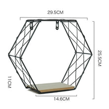 Load image into Gallery viewer, Nordic Style Iron Hexagonal Grid Wall Shelf Combination Wall Hanging Geometric Figure for Wall Decoration Living Room Bedroom