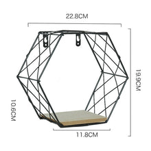 Load image into Gallery viewer, Nordic Style Iron Hexagonal Grid Wall Shelf Combination Wall Hanging Geometric Figure for Wall Decoration Living Room Bedroom