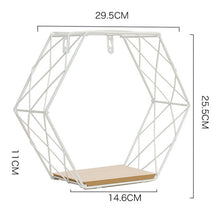 Load image into Gallery viewer, Nordic Style Iron Hexagonal Grid Wall Shelf Combination Wall Hanging Geometric Figure for Wall Decoration Living Room Bedroom