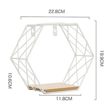 Load image into Gallery viewer, Nordic Style Iron Hexagonal Grid Wall Shelf Combination Wall Hanging Geometric Figure for Wall Decoration Living Room Bedroom