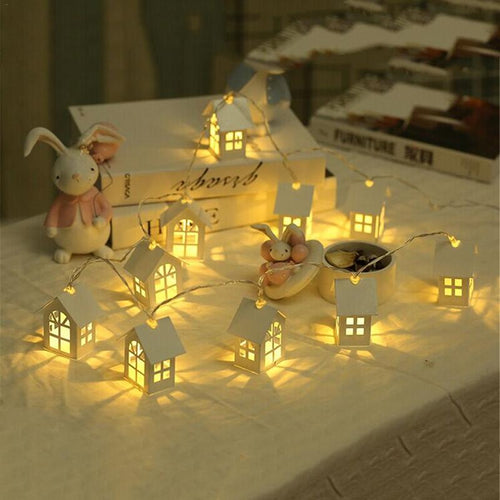 New LED Garland Wood House String Light 2m 10LEDs Room Decor String Lamp Wedding Party Holiday Fairy Lights Novelty Lamp