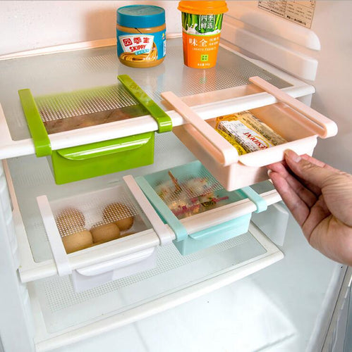 Mini ABS Slide Kitchen Fridge Freezer Space Saver Organization Storage Rack Bathroom Shelf