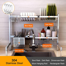 Load image into Gallery viewer, 304 Stainless Steel Kitchen Shelf Rack Drying Drain Storage Holders Kitchen Plate Dish Cutlery Cup Drain Rack Kitchen Organizer